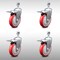 Service Caster 5 Inch SS Red Polyurethane 1/2 Inch Threaded Stem Caster Set Total Lock Brake SCC-SSTSTTL20S514-PPUB-RED-121315-4 - alternate 1